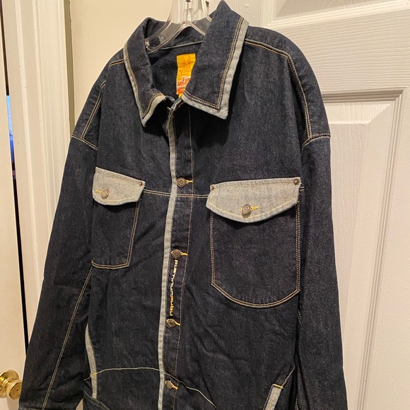 Fubu Fat AlBert Blue Long Sleeve Full Button up Pockets Vintage Denim Jacket - Picture 2 of 9